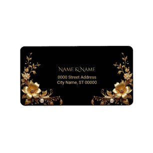 Golden Floral Return Address Label