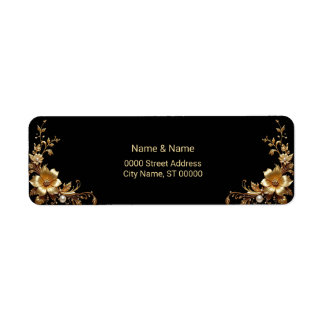 Golden Floral Return Address Label
