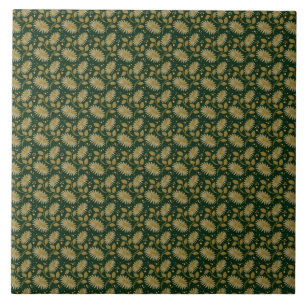 Golden Floral Seamless Pattern Elegant Botanical Ceramic Tile