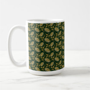Golden Floral Seamless Pattern Elegant Botanical  Coffee Mug