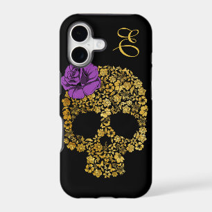 Golden Floral Skull With Rose iPhone 5 Case