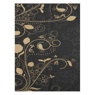 Golden floral tablecloth