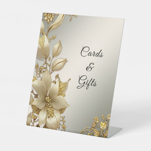 Golden Floral Tabletop Signs (Front)