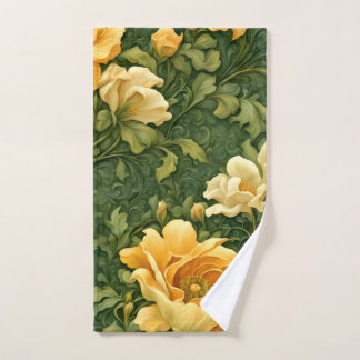 Golden Floral Tapestry Towel