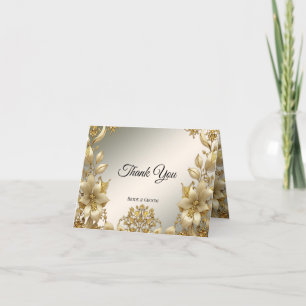 Golden Floral Thank You Card