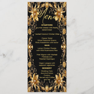 Golden Floral Wedding Menu