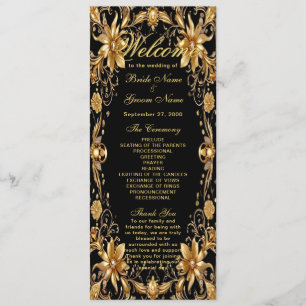 Golden Floral Wedding Program