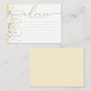 Golden Floral   Wildflower Baby Shower Advice Card