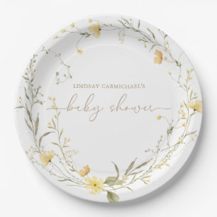 Golden Floral   Wildflower Personalized Paper Plate