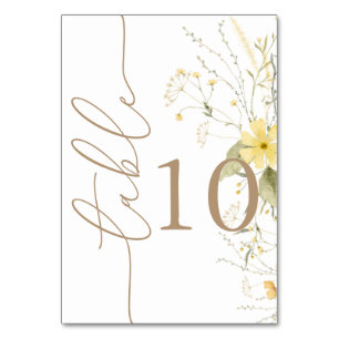 Golden Floral   Wildflower Table Card Double Digit