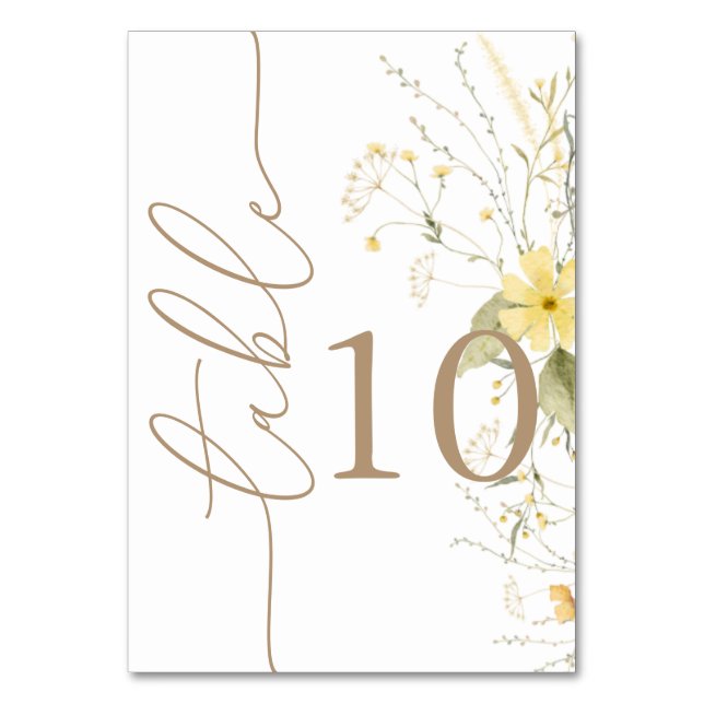 Golden Floral | Wildflower Table Card Double Digit (Front)