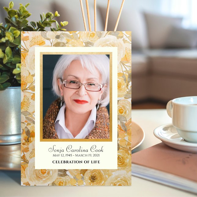 Golden Florals Celebration of Life Program (Creator Uploaded)