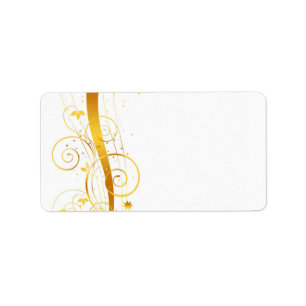 Golden florals christmas decor label