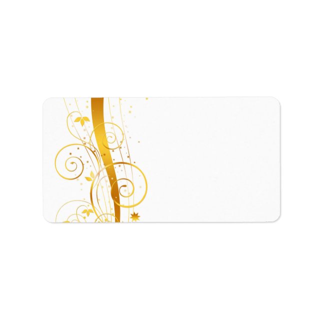 Golden florals christmas decor label (Front)