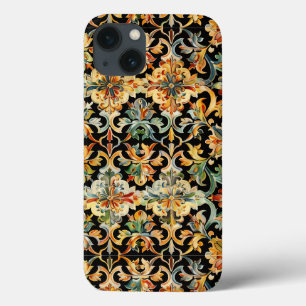 Golden Flourish On Black iPhone 13 Case