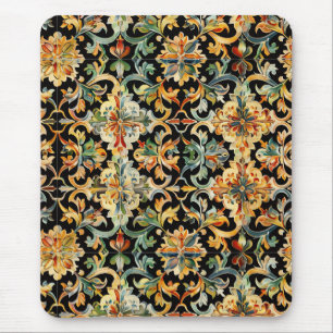 Golden Flourish On Black Mouse Pad