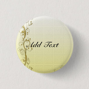 Golden Flourish Template, Customisable 3 Cm Round Badge