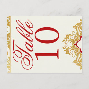 Golden Flourishes Wedding Table Numbers Postcards