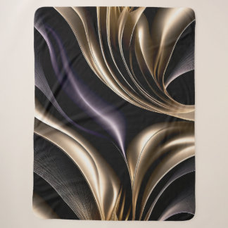 Golden Flow - Luxurious Black and Gold Abstract Sherpa Blanket