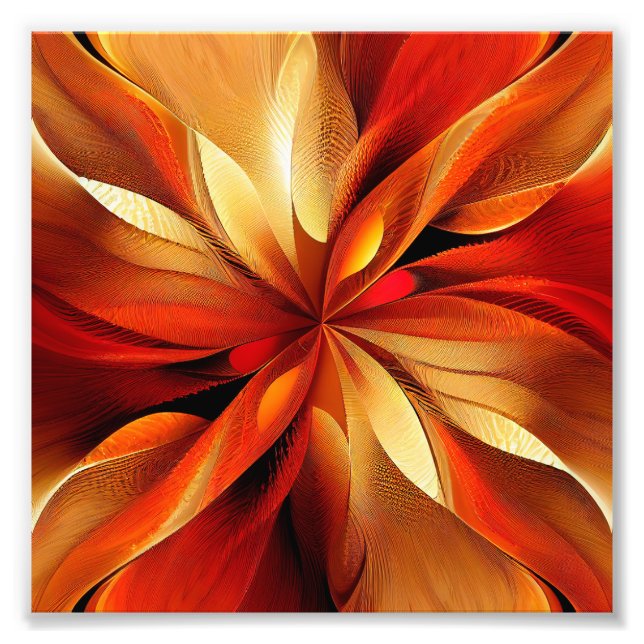 Golden Flower Abstract Art Photo Print (Front)