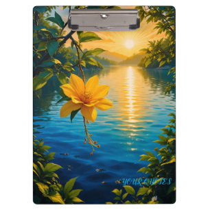 Golden Flower at Sunset – Impressionist Nature Art Clipboard