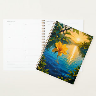 Golden Flower at Sunset – Impressionist Nature Art Planner
