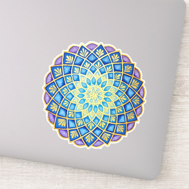 Golden Flower Blue Purple Mandala (Detail)