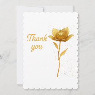 Golden Flower Flat Thank You Card