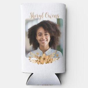 Golden Flower High School College Graduation Seltzer Can Cooler