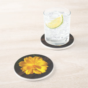 Golden Flower Macro Photography  Coaster