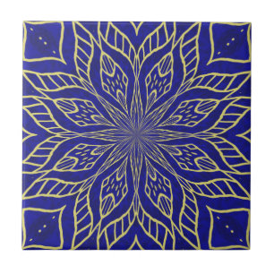 Golden Flower Mandala Tile