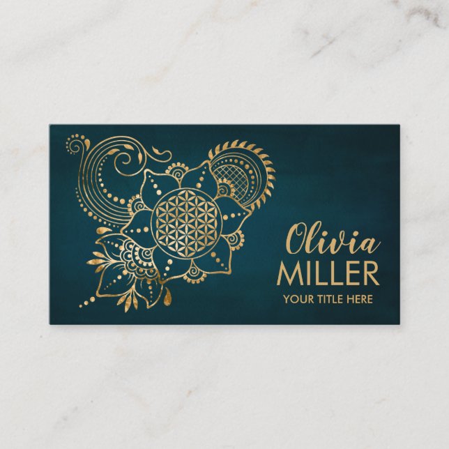 Golden Flower of life Ornament  Business Card (Front)