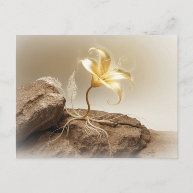 Golden flower on a stone postcard (Front)