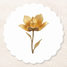 Golden Flower Paper Coaster
