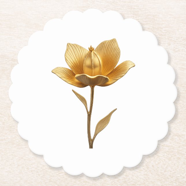 Golden Flower Paper Coaster (Front)