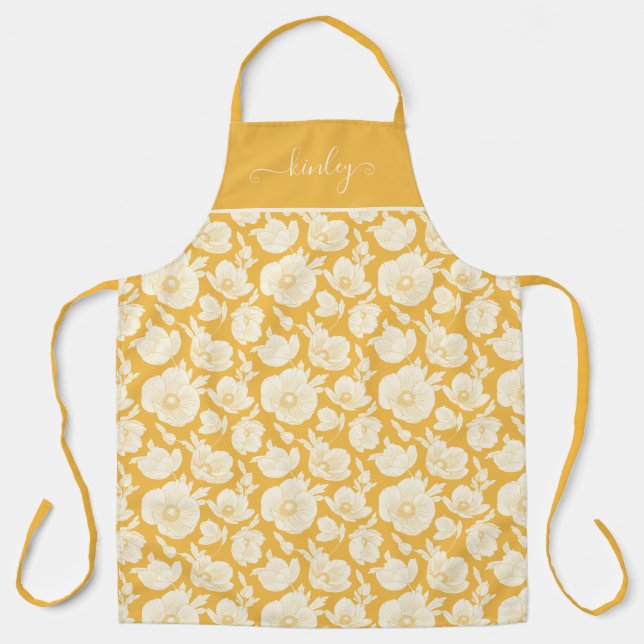 Golden Flower Pattern Apron (Front)