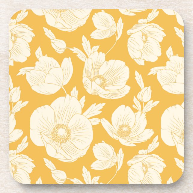 Golden Flower Pattern Coaster (Front)