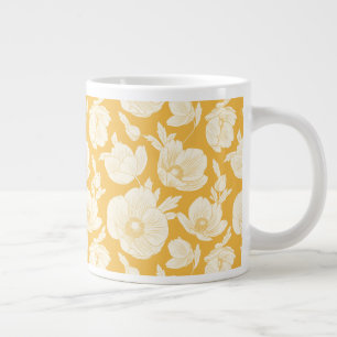 Golden Flower Pattern Large Coffee Mug