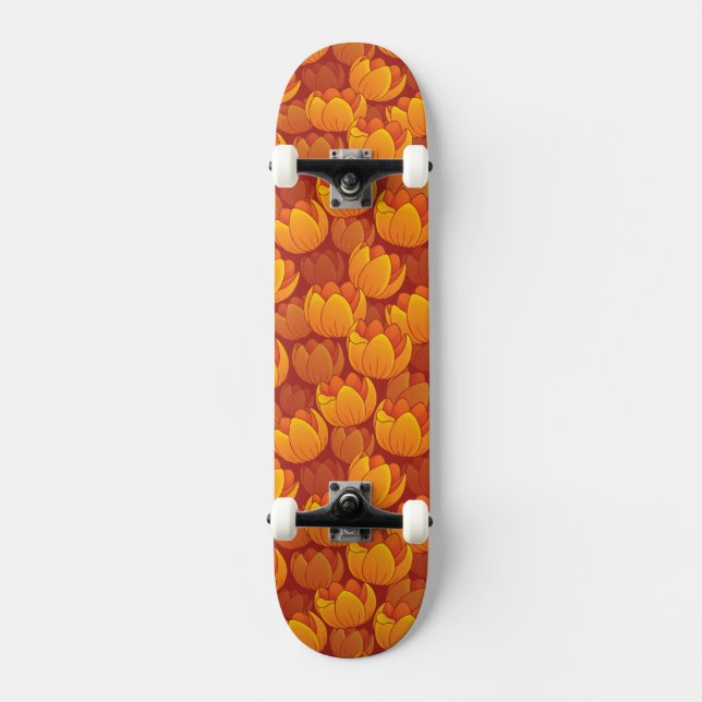 Golden Flower Pattern Skateboard (Front)