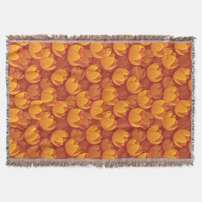 Golden Flower Pattern Throw Blanket (Front)