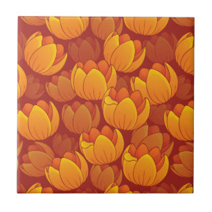 Golden Flower Pattern Tile