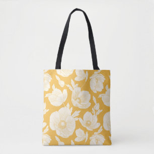 Golden Flower Pattern Tote Bag