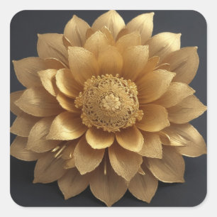 Golden flower square sticker