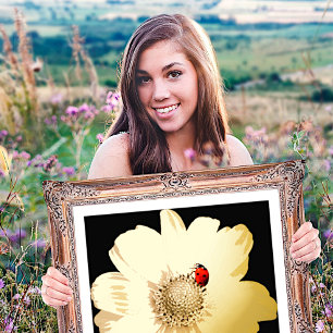 Golden Flower with Ladybug Foil Prints