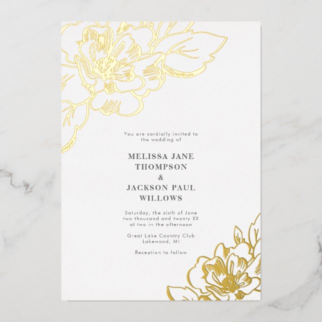 Golden flowerelegant wedding design  (Front)