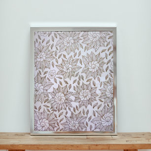 Golden Flowers and Leaves on White Background Photo Print