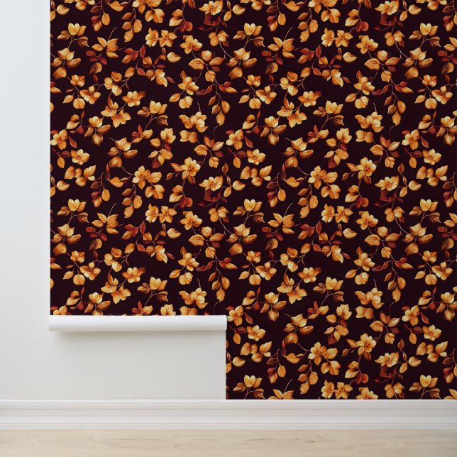 Golden Flowers Autumn Pattern Wallpaper (Application)