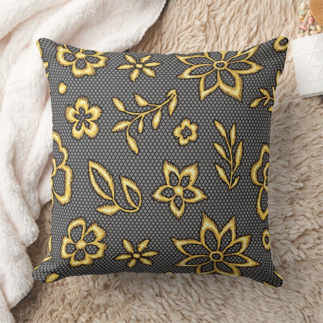 Golden Flowers  Cushion (Blanket)