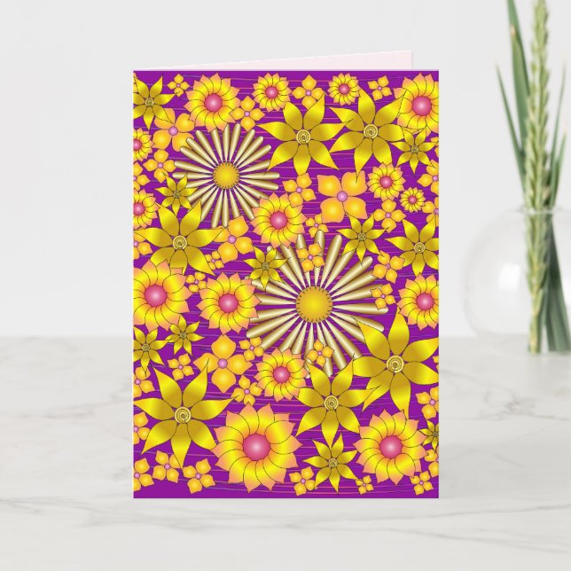 Golden Flowers Greeting Card (Front)