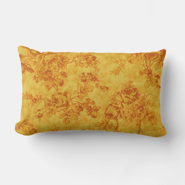 Golden Flowers Lumbar Pillow (Front)